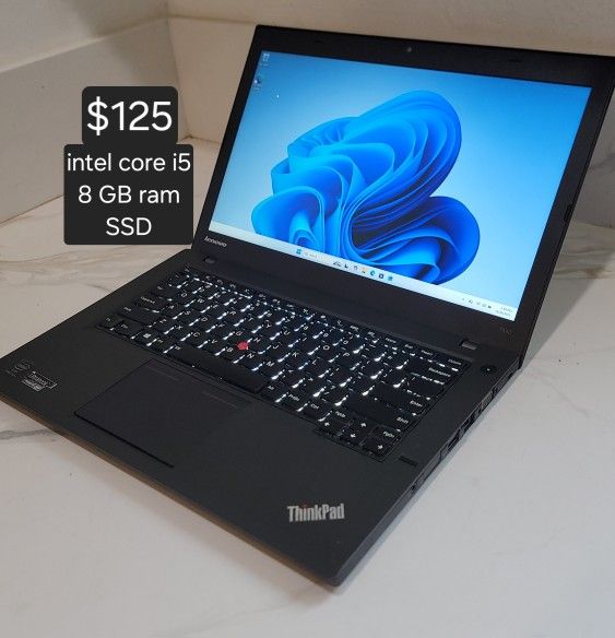 Windows 11 pro Lenovo thinkpad laptop. Intel core i5. 8 GB ram. SSD. Delivery Available. Se Habla Español. 