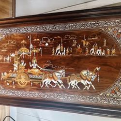 Exquisite Handcrafted Mysore Rosewood Inlay Art – Mahabharata Scene
