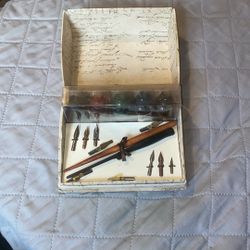 Vintage Calligraphy Wooden Pen Set
