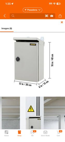 VEVOR Electrical Enclosure Box 16 x 12 x 6 in. NEMA 4X IP65 Junction Box Carbon Steel Hinged with Rain Hood for Outdoor Indoor