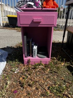 small pink wood nightstand end table