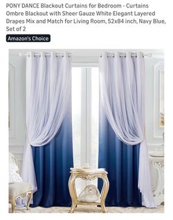 Blackout Curtains for Bedroom - Ombre with Sheer Layered Drapes