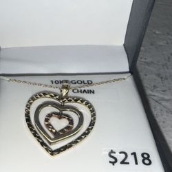 10k Gold Hearts Necklace 