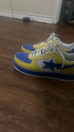 9.5 BAPE Bapesta Low-Top Sneakers Yellow Blue