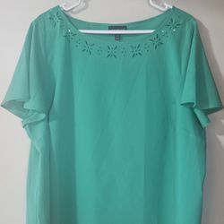 18-20 Lane Bryant Cutout Short Sleeve Lightweight Blouse 