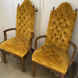 70s vintage gold velvet chairs