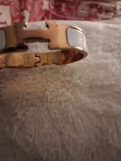 Hermes Rose Gold Plated White Enamel
