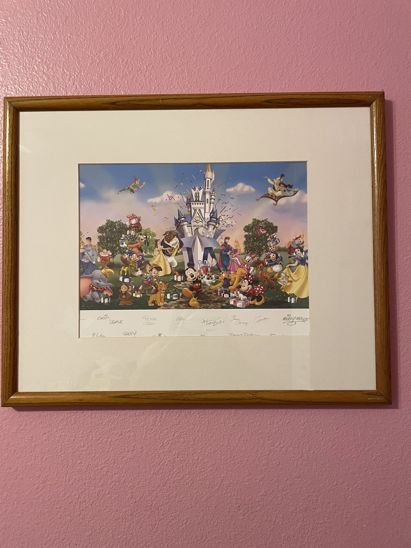 DISNEY CUSTOM FRAME PICTURE SIGNED VINTAGE