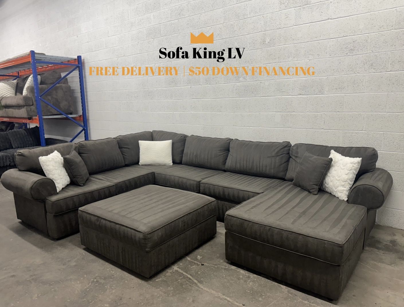 Free Delivery* Like New Dark Gray Sectional Sofa with Ottoman!