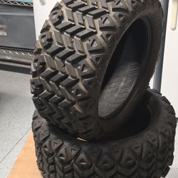 Set Of 4 Black Trail Golf Cart Tires 