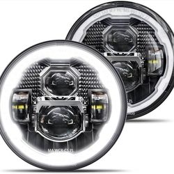 HWSTAR 2023 New 1000% Brighter Anti-glare 7 Inch Led Headlights Round Compatible with Jeep Wrangler JK JKU TJ LJ Chevy Ford GMC Dodge Mazda Nissan VW 