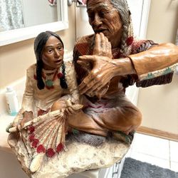 Vintage 1986 Native American Statue Elder & Child Universal Statuary Corp. #514