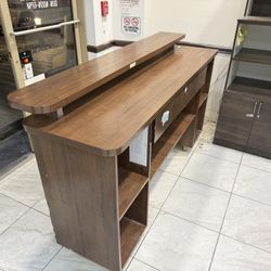 Reception Desk with Matching Display Cabinet – Wood Finish – Ideal for Salon or Office 