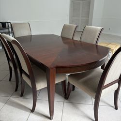 REDUCED!! Ethan Allen solid Wood Dining Table + 6 Chairs 