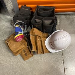 Tool Belt And Hard Hat Set