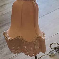 Vintage Brass Gooseneck Tulip Table Lamp Light  with Pink Tulip Shade
