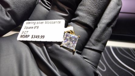 Princess cut 3 Carat Moissanite Pendant Charm