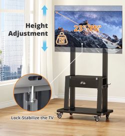 Black Rolling TV Cart with Draw (NEW)
