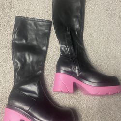 Cape Robbin Pink & Black Boots Size 9
