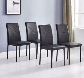 Set of 4 PU Leather Dining Chairs Home Kitchen Dining Room Backrest Furniture table not included