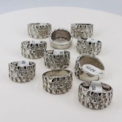 Anillos pepita chapa de orò blanco/White gold plated nugget rings