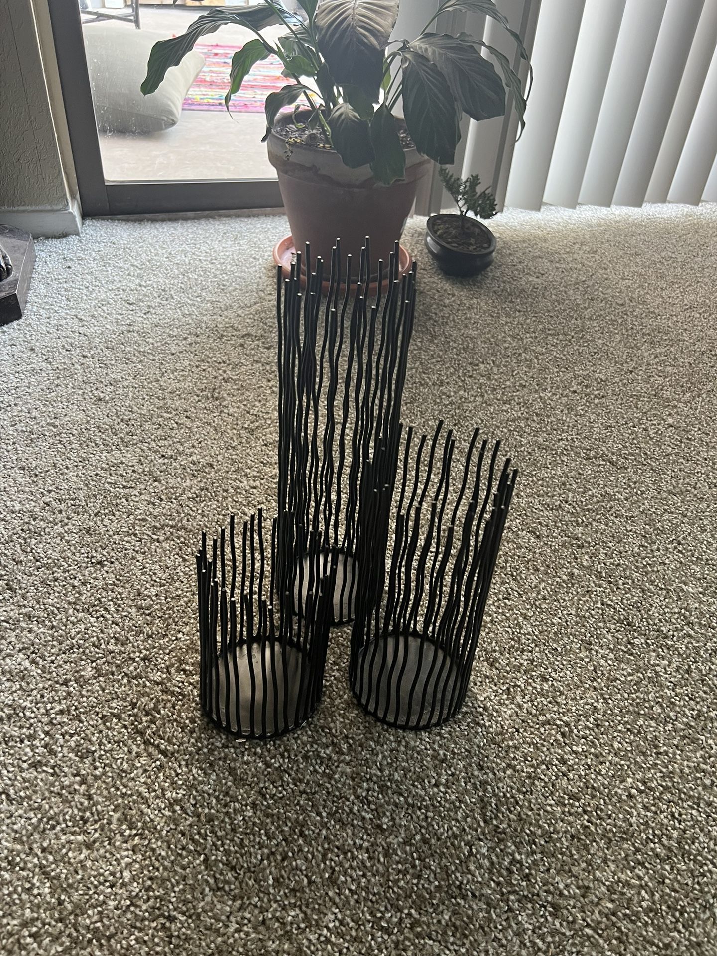 set of 3 tall candle holders