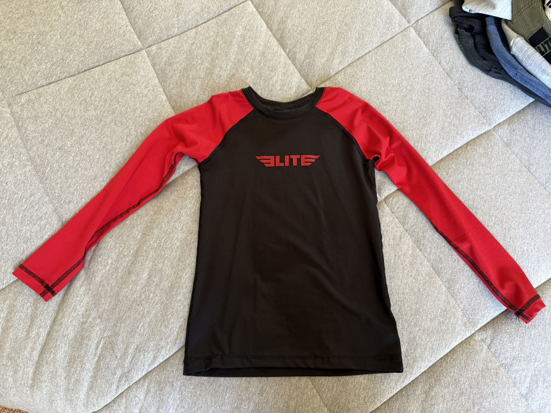 Elite Sports Rash Guards for Boys and Girls, Full Sleeve Compression BJJ Kids and Youth Rash Guard