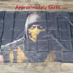 Mortal Kombat Video Game SCORPION Flag Banner Size 56 x 35 inches - Brand New!!