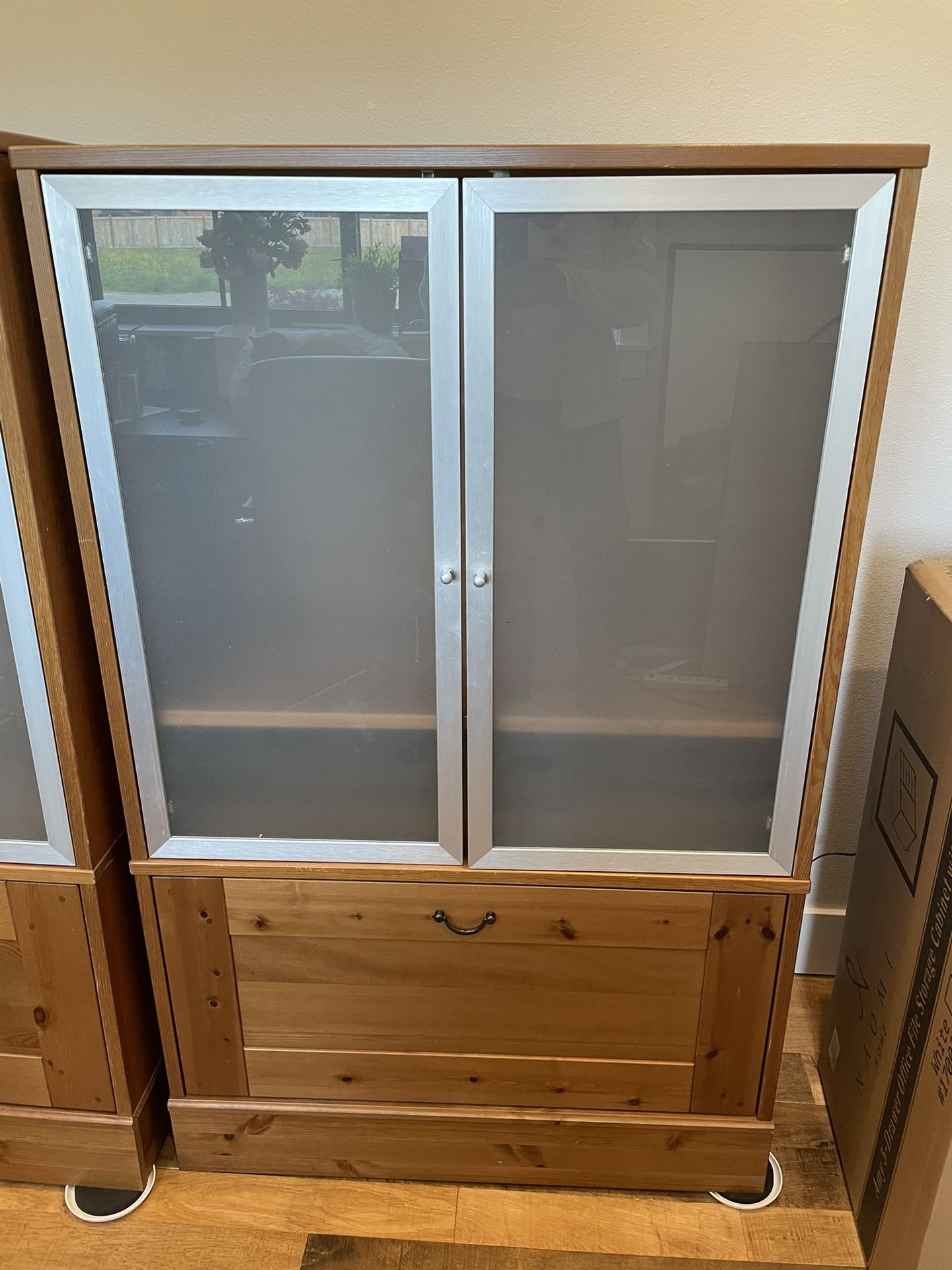 IKEA Office Cabinet With Frosted Glass Doors
