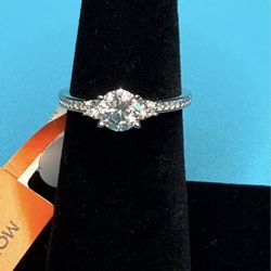 # 67- Round Moissanite Engagement Ring - Sterling Silver, 1.0 Carat Total