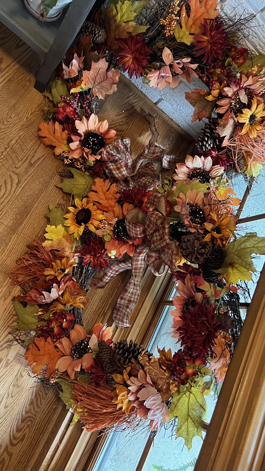 2 Large Fall Decorative Wreaths