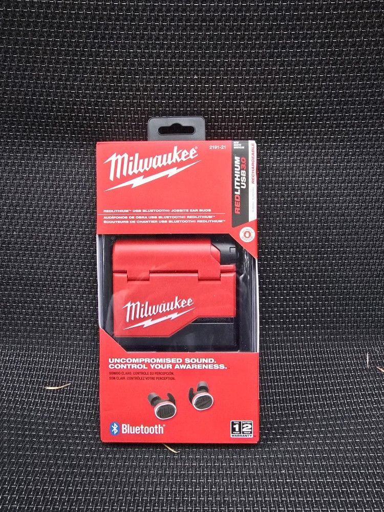 New. Milwaukee REDLITHIUM USB Bluetooth Jobsite Ear Buds