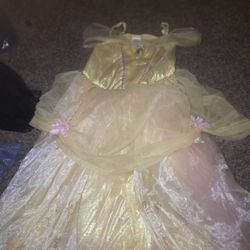 Disney Belll 9/10 Halloween Costume  Gown Glitter  Dress Euc