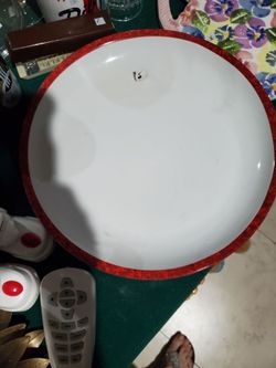 White with red gold trim large plate made in Hungary Habitat Pattern