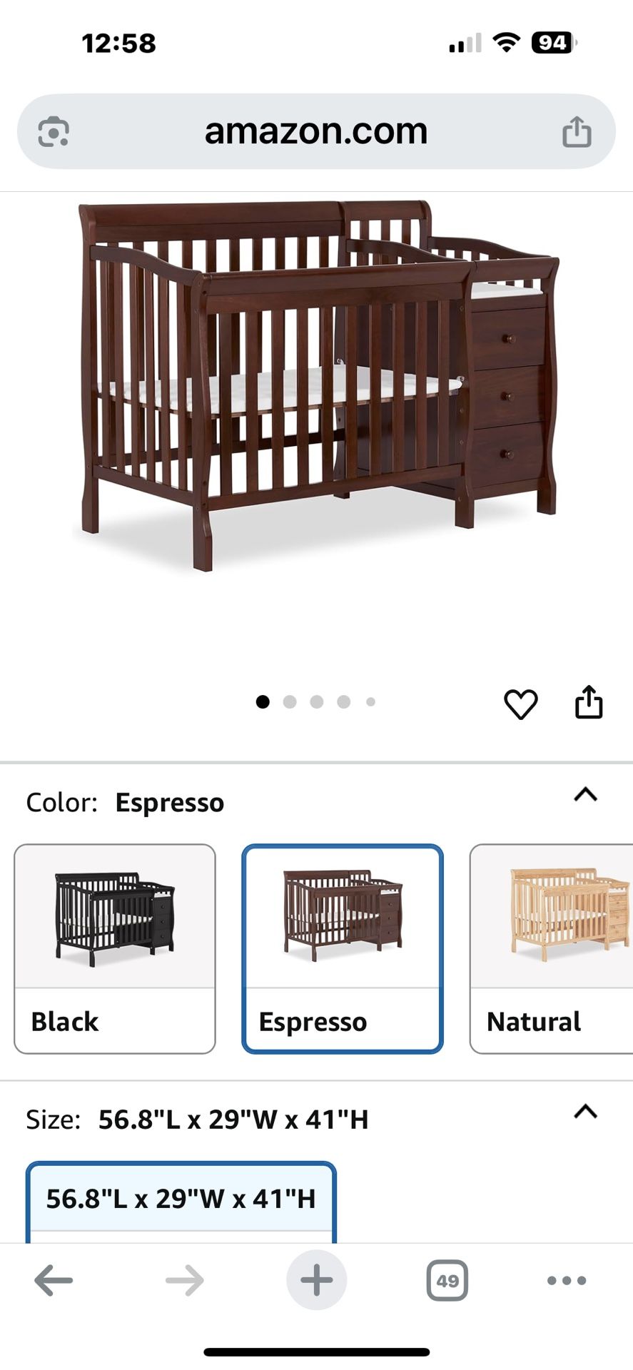 Dream On me Jayden mini crib 4 N 1