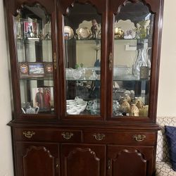 Solid Wood Cabinet with Glass Display