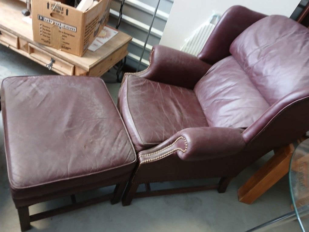Leather Wingback Chair And Ottoman