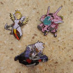 Enamel Overwatch Collection Pins- Mercy, Soldier 76, D.Va