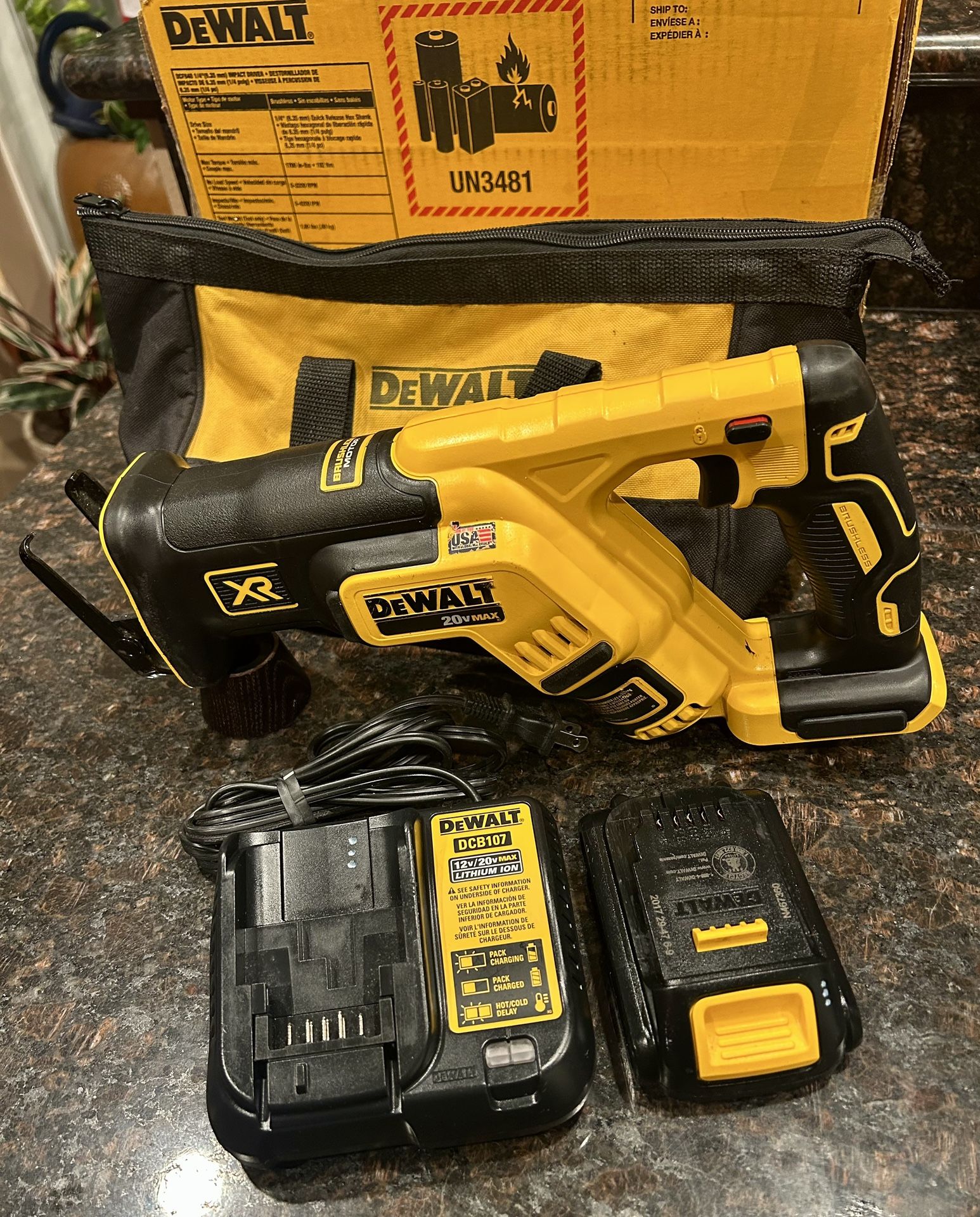DeWalt Brushless DCS365 XR Recip. Saw, W/ Battery, Charger & Bag