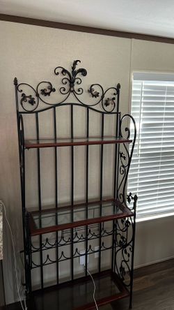 Bakers rack with wine holder