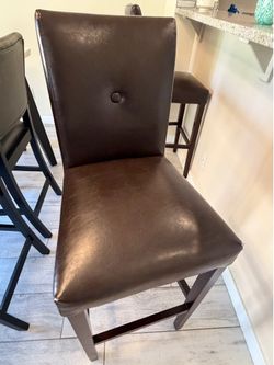 Brown Faux Leather Counter Height Bar Stool