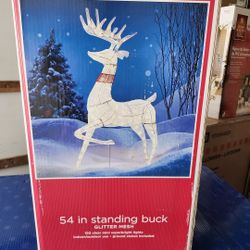 Lit Decor 54" Glitter Mesh Standing Christmas Buck New in Sealed Box