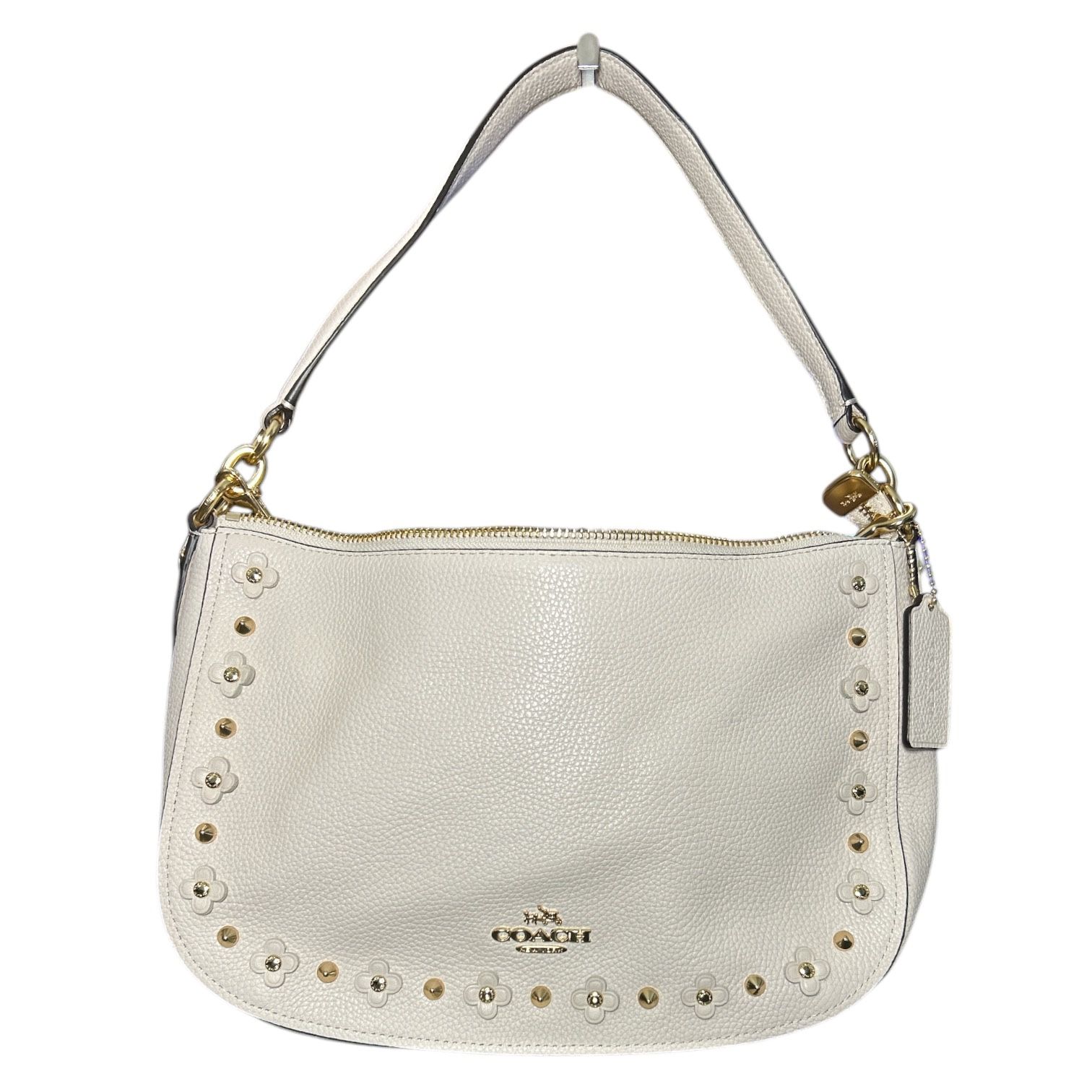 NWT Coach Chelsea Studded Floral Rivets Li/Chalk Leather Small Bag Purse