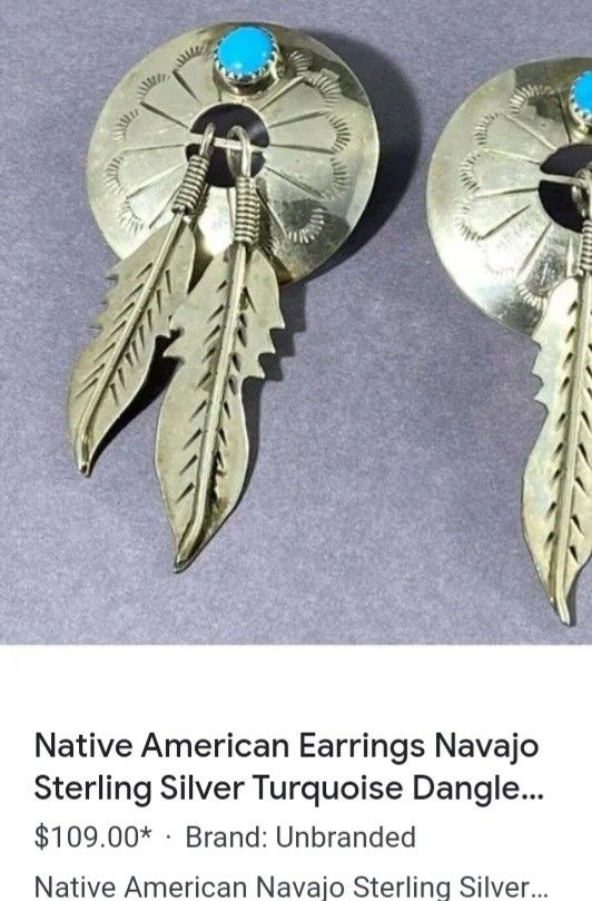 Native american earrings turquoise 925 sterling silver