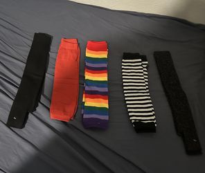 5 Pairs of Leg Warmers / Knee-High Socks - Rainbow & More