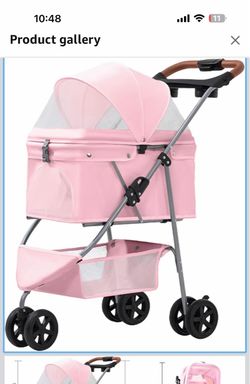 Pet Stroller for Small/Medium Dogs and Cats,Pink Dog Stroller,Foldable 3 Wheel Jogger,One-Click Fold,Breathable Mesh, Storage Basket,Cup Holder,Weathe