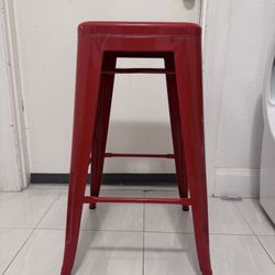 Metal Bar Stools (2 Stools) - Red Bistro color