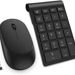 Wireless Number Pad and Mouse Combo, Acedada Portable Ultra Slim 2.4GHz USB Wireless Numeric Keypad and Mouse Set for Laptop, Notebook, Desktop, PC Co