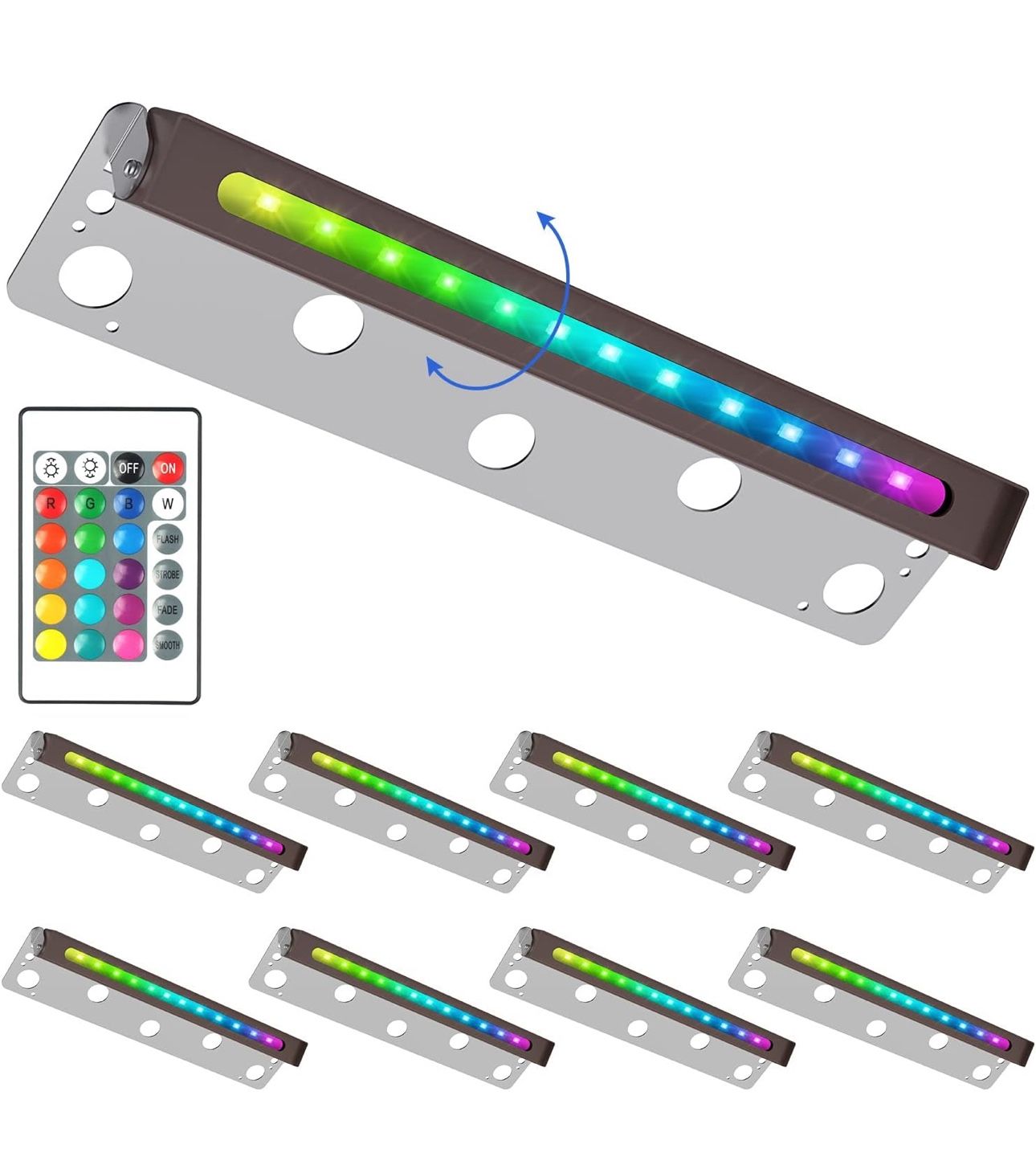 NAOTEA 8pk Retaining Wall Light 12 Inch RGB Hardscape Paver Light 6W 270° Swivel