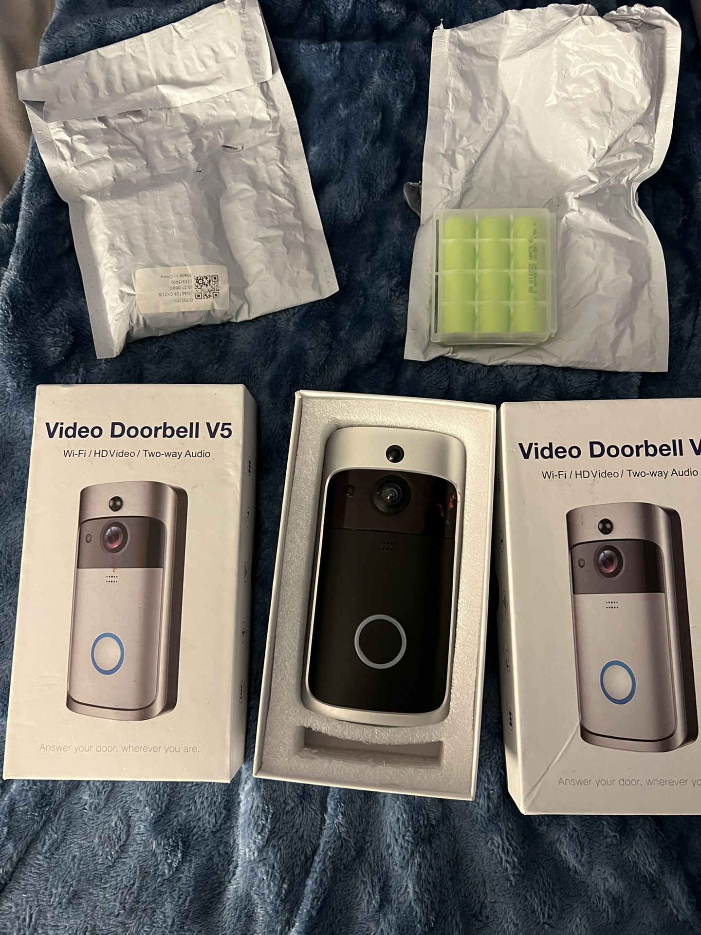 2pc Video Doorbell V5(6pc Rechargeable Batteries 2600 Mah Batteries )